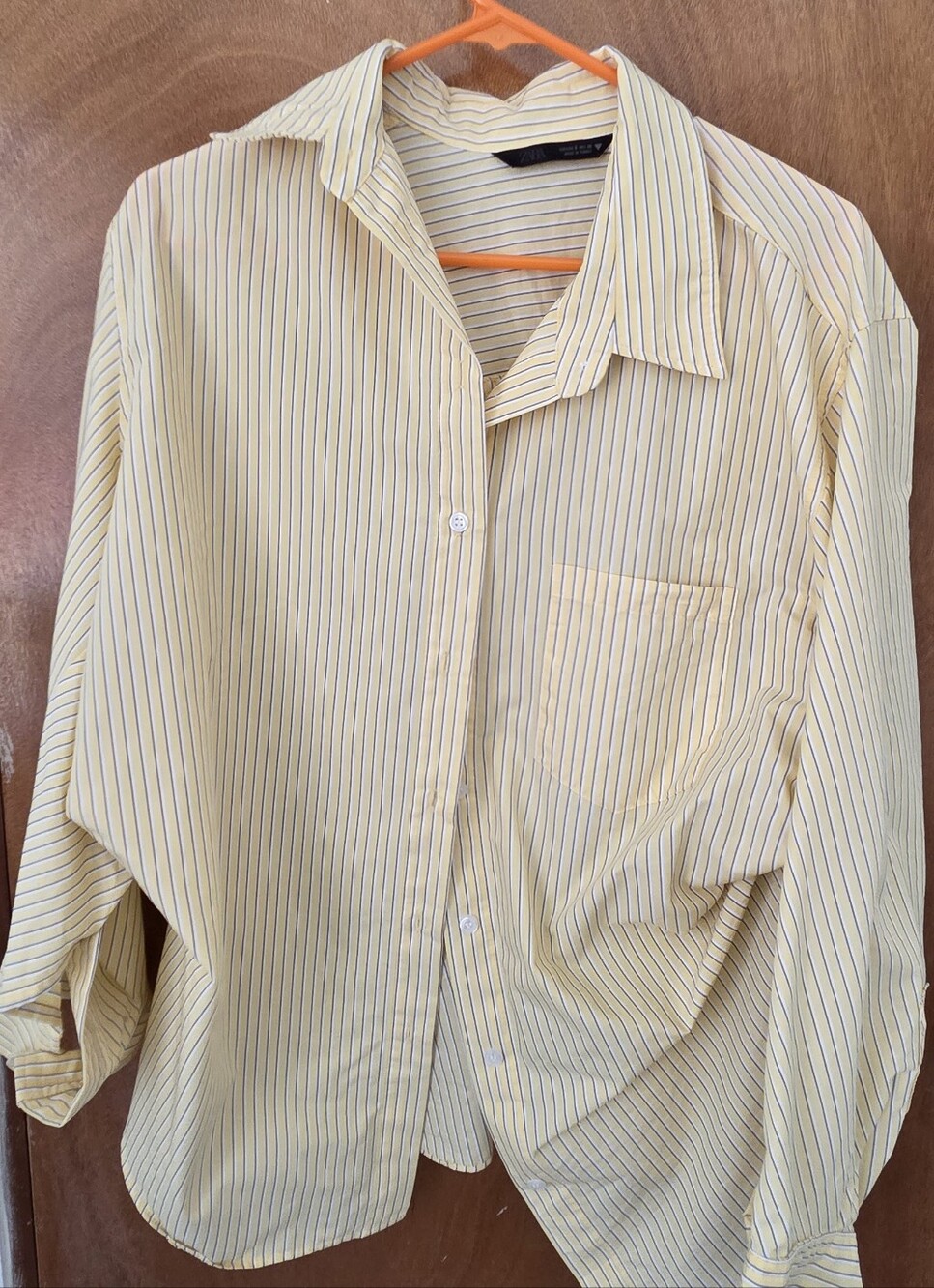 Zara Yellow Shirt with Navy and White Stripes